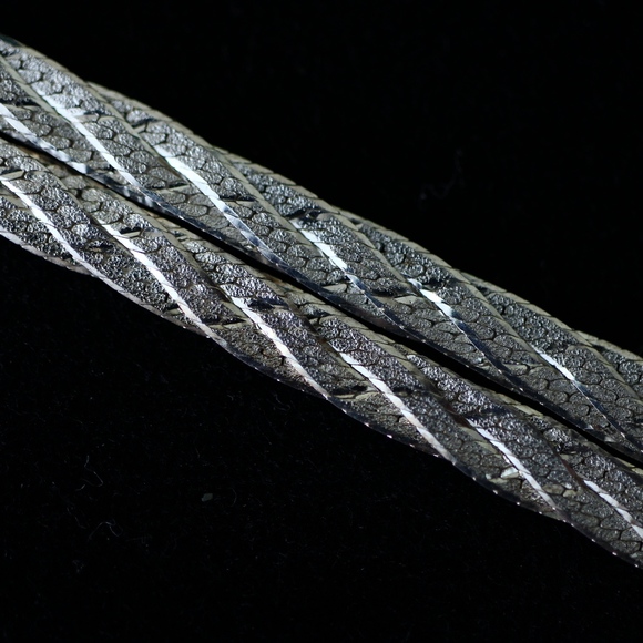 Sterling Silver 925 Flat Rope Chain Woven Necklace - Picture 5 of 8